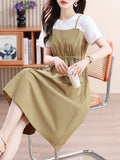 Comfortable Coloring And Fake Two Dresses 2025 Summer New Casual Comfortable Stitching Design