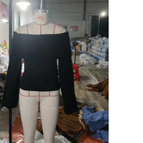 New One-Word Collar Fashion Sexy Knitted Long-Sleeved Women's