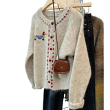 Soft Glutinous Thicken Round Collar Sweater Coat Women Autumn New Design Outside Wearing Lazy Knitted Shirt