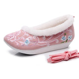 Zingj Shoes, Hanfu Shoes Single Shoes / Cotton Shoes Ancient Costume Ming Embroidered Cloth Shoes Warped Head