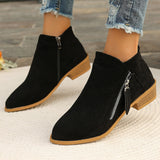 Women's Shoes New Thick-Heeled Large Size Women's Boots Velvet Martin Boots Low Heel Side Zipper Short Boots
