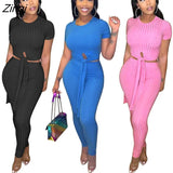 Women Suit Fashion Casual Two Piece Set Tracksuit Short Sleeve T Shirt Top Leggings Pants