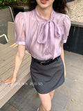 Special Price Does Not Return] Xixi Summer Thousands Of Gold Wind Bow Shirt Women's Long-Sleeved Top
