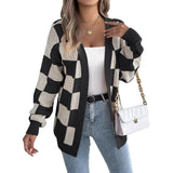 Autumn And Winter Lattice Lantern Sleeve Sweater Long Coat Women's