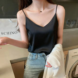 Fashion Silk Women Camis Women Silk Tank Tops Woman Sleeveless Satin Top Camis Woman Halter Top 2023 Sexy Strap