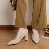 High-Heeled Women's Style Not Tired Spring And Autumn Shoes Light-Mouthed French Retro Thick Fashion Single Shoes Women's