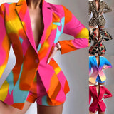 Spot 2025 Autumn And Winter Hot Style Fashion Leopard Print Casual Shorts Suit Suit