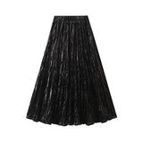 Silk Velvet Half-Dress Woman 2025 Autumn And Winter New High-Waist A Skirt In The Middle And Thin