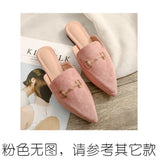 New Sharp-Headed Cold Half Slippers Women's Head Flat Bottom Wearing Casual Size 41-42 Muller