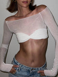 Ruched Off Shoulder Long Sleeve Crop Top-Outfit