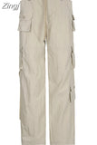 Hip Hop High Waist Cargo Pants Women Joggers Street Style Trousers Buckle Track Pants Adjustable Hollow Out