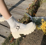 Jane Students College Wind Single Shoes Women 2025 Spring Autumn New One Word Buckle British Wind Small Leather Shoes