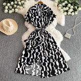 Sales Of 2025 Summer High-End Ocean Gas Printing Long Shirt Dress