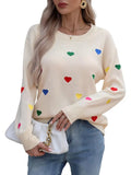 And Winter Knitted Fashion Color Love Long-Sleeved Collar Collar Sweater