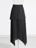 Temperament Elegant Wind 2025 Autumn New Solid Color Splicing Irregular Surrhetic Folding Mid-Dress Skirt Half-Dress Woman