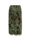 Mesh Lining Vintage Floral Midi Skirt- Outfit