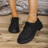 British Wind Large-Size Thick-Sed Leather Shoes Women's Spring And Autumn New Thick Heel Lace Small Leather