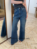 Xixi 13 Line 2025 Autumn And Winter Water Washing Water High Waist Straight Barrel Grinding Plus Velvet Denim Trousers Female