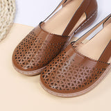 Summer Large-Size Casual Sandals Women's Slope Hollow Pure Color Single Shoes Low-Heeled Sandals