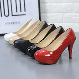 High Heels Sexy Four Seasons This Year's New Patent Leather Round Head Heel Women's Single