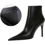 Shoes Leather Boots Women High-Heeled Boots Keep Warm Winter Boots Pointed Toe Stiletto High Heels Women Ankle