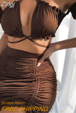 Club Ruched Lace Up Bandgae Dress Criss Halter Neck Off Shoulder Festival Summer Dress for Women Party Sexy