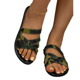 Zingj Slippers Female 2024 Summer New Camouflage Open Toe A Simple Outside Wear Casual Beach