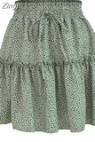 Chiffon Shorts Skirt Women Fashion Korean High Waist Floral Print A-LINE Mini Skirt