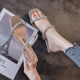 And Cool Slippers Women Wear Low-Heeled Sandals In The Summer And Wear Low-Heeled Sandals In The New 2025 New Water-Drilled Fairy Wind And