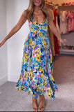 Women's V-Necked Dresses Dresses Printed Sleeveless Beach 100-Fold Fashion Sexy