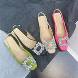 Sandals Women Coarse Heel 2025 Summer New Square Buckle Drill Fairy Style Method Behind The Empty Lazy Single-Shoe