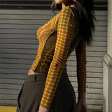 Zingj New Hot Style Fashion Street Polka Dot Print Slim Crop Long-Sleeve Top T-Shirt