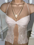 lace pleated slit cami