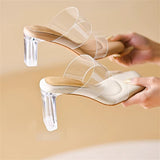 Evening Wind Coarse And Transparent Crystal High-Heeled Sandals Women Wear Comfortable Soft Bottoms On The Cool