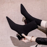Boots Women High Tips And Short Boots Spring And Autumn Single Boots 2025 Autumn And Winter Knitting Socks Boots Coarse And Socks