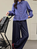 Plaid Shirt Woman 2025 Spring New Thin Soft Leaf Side Long-Sleeved Shirt Blouse Short