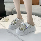 Baotou Half Slippers Female Wear New Summer Rhinestone Versatile Pine Shoes Platform Lazy