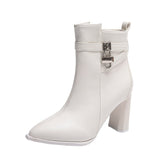 And Winter New Belt Buckle And Short Boots Women's High And Martin Boots Fashion Pendant Decorative Side Zipper Women's