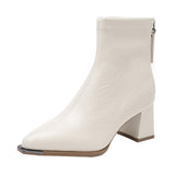 2025 Autumn And Winter Retro Style Women's Fashion Boots Tips Thick And Boots With Windcoat After Zipper High Heel Boots New High Heel
