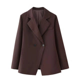 Women's Clothing Explosion Clip High Waist Repair Solid Color Button Suit Jacket