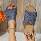 2025 Summer New Simple Leisure Flowers Hollow PU With Women's Slopes And