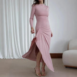 2025 New Women's Fashion Sexy Slim Slim Open Fork Dress