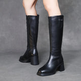 Layer Of Cow Skin High Boots Women 2025 Autumn And Winter New Knight Boots Korean Version Plus Velvet Thin Side Zipper High-Heeling