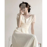 Break French Dress Niche Design V Neck Retro Summer Temperament Gentle Style First Love