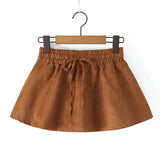 Elastic High Waist Suede Mini Skirt- Outfit