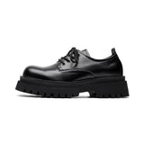 2025 New Youth Big Head Round Head British Wind Low Heel Set Foot Work Wear Thick Bottom Shoes