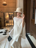 Xixi 2025 Autumn New White Standard Loose Long-Sleeved Cloak Knitted Shirt Knitted Knitted Female