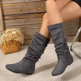 Leopard-Print Flat-Bottomed High School Boots Women Retro Round-Headed Velvet Fashion Boots