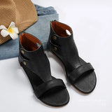 Toe After Zippered Sandals Women's Large-Size Retro Windy Slippers Roman