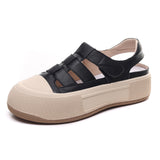To 99] Leather Sports Sandals Women Wearing Women Wearing Women's Coats Magic Sticker Flat Leather Roman Thick